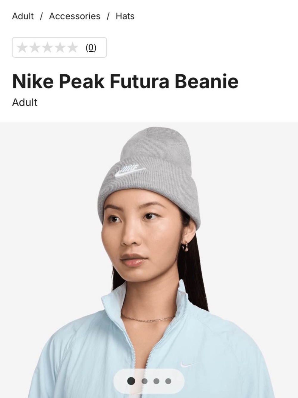 Nike Light Gray Ribbed Beanie with Embroidered Swoosh